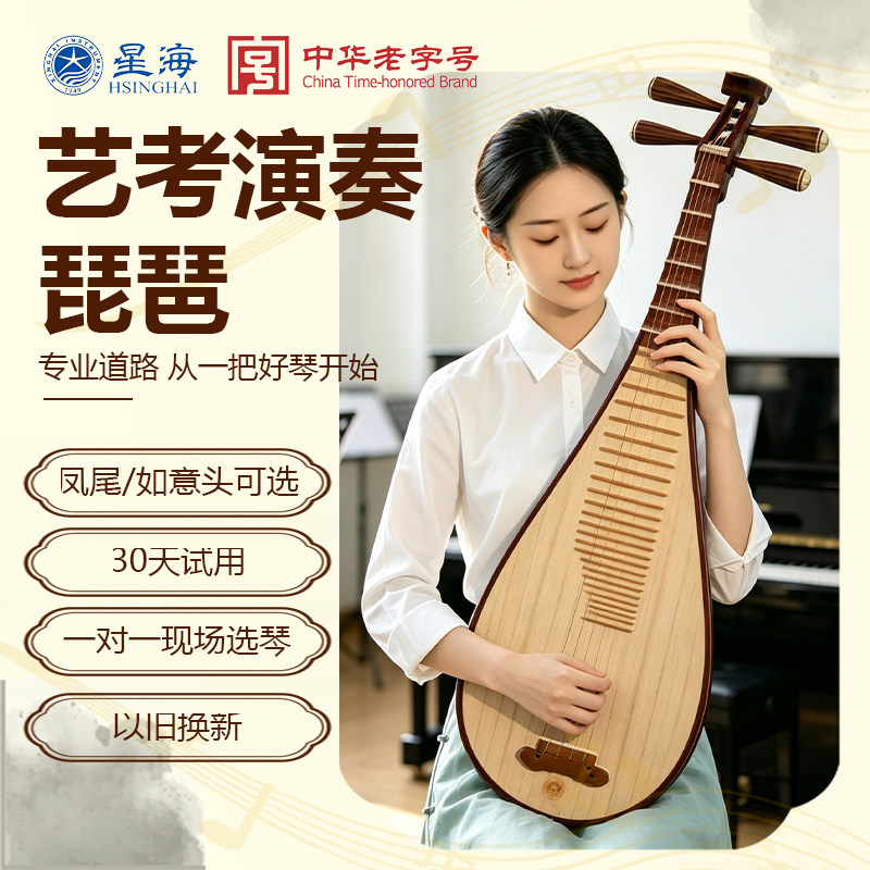 北京星海非洲酸枝木凤尾抛光刺猬紫檀红木专业考级演奏琵琶