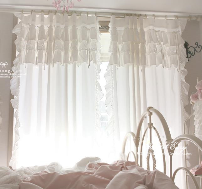 韩国同款公主蕾丝蛋糕荷叶边纯棉半遮光书房卧室客厅窗帘可定制,居家布艺,定制窗帘,淘宝优惠券,粉丝福利购,淘宝优惠卷