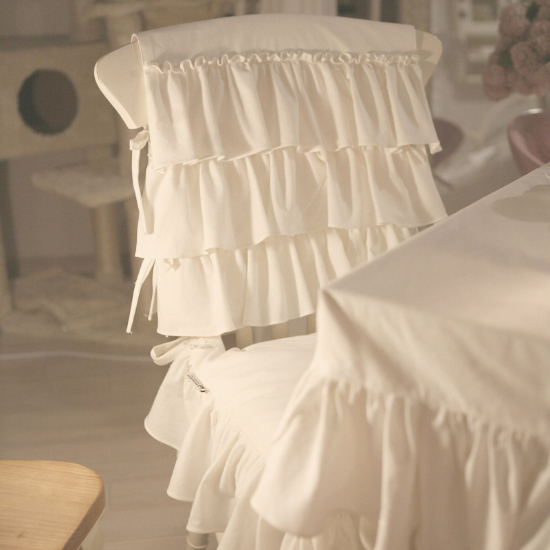 法式椅垫四季通用蛋糕层靠背巾白色ins荷叶边坐垫家用餐椅套罩,居家布艺,椅垫,淘宝优惠券,粉丝福利购,淘宝优惠卷