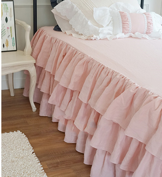 韩国小仙女必入床罩公主层层蛋糕荷叶边高档纯棉床裙少女心床单