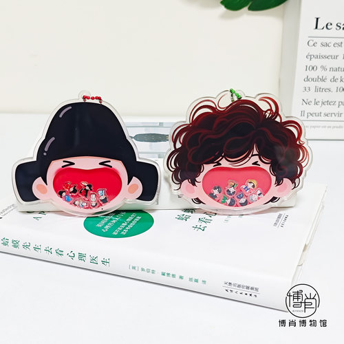 博君一肖周边肖战王一博原创卡通大嘴摇摇乐挂件钥匙扣书包吊坠