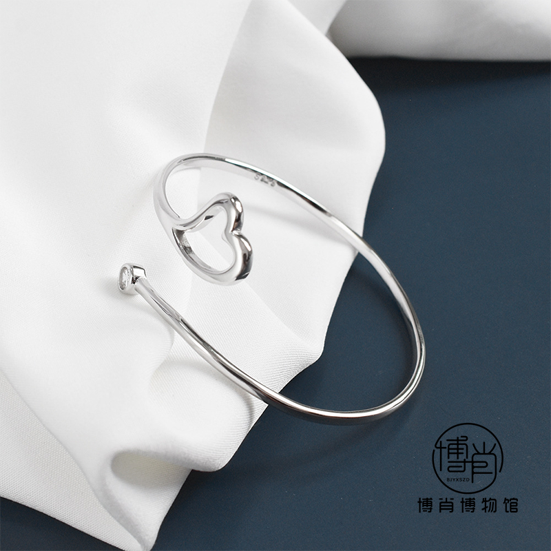 博君一肖周边BJYX王一博肖战S925纯银饰品镶钻开口手环爱心痣手镯