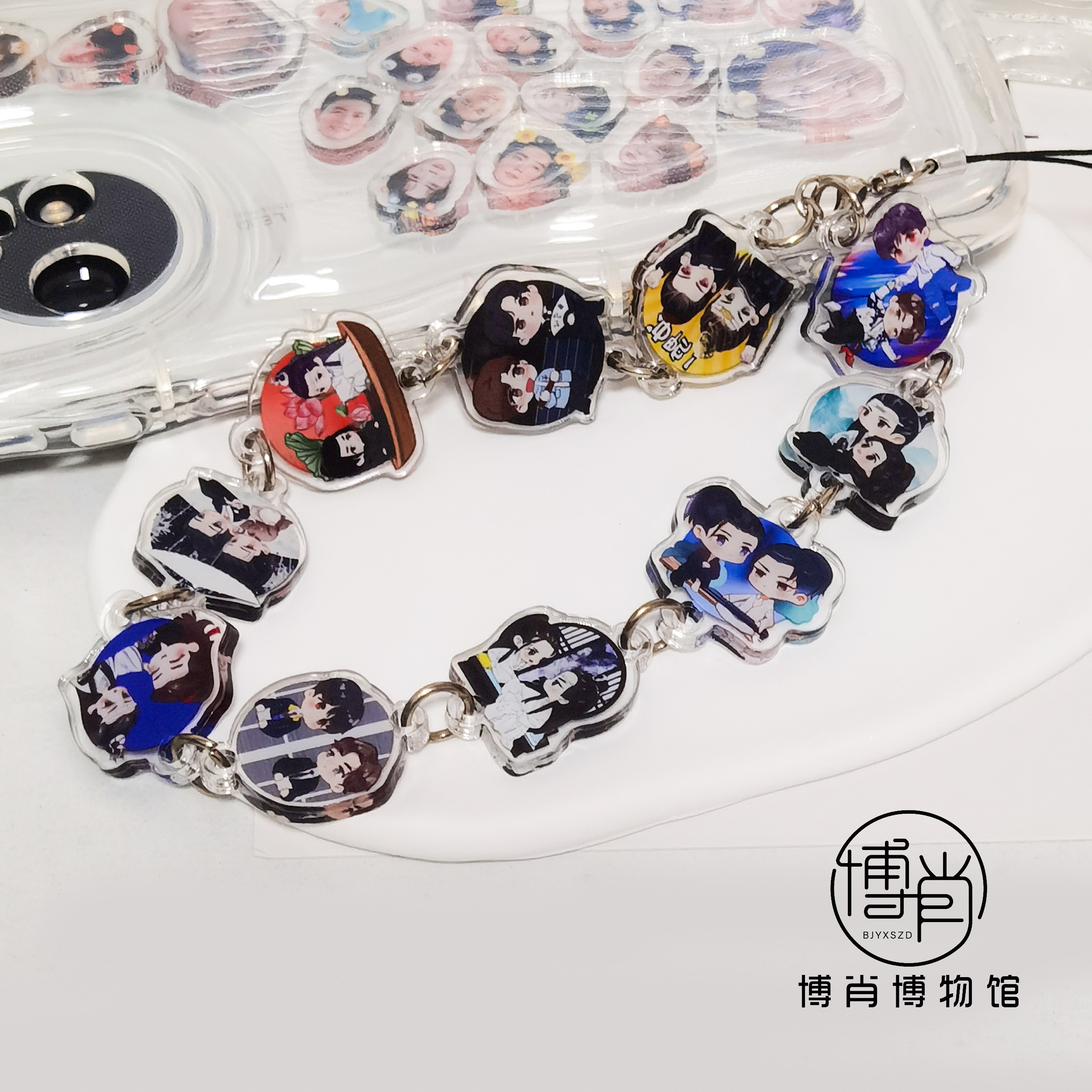 博君一肖定制王一博肖战周边名场面原创卡通高透亚克力手机链挂件