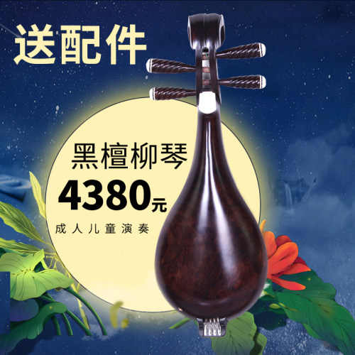 厂家促销剧团乐队演奏黑檀木材质柳琴乐器赠配件弦拨片盒支架梵巢