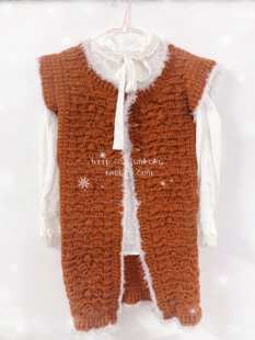 纯手工编织棕色羊毛混纺阿伦钩花圆领针织开衫外套秋冬厚实保暖