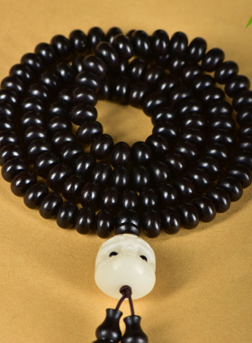 黑檀紫光檀木算盘珠108颗佛珠手链项链diy阿呆配饰个性文玩手串