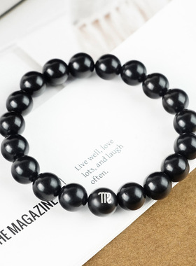 十二星座手链黑檀木镶银手饰珠子散串巨蟹座中式檀木手串文创批发