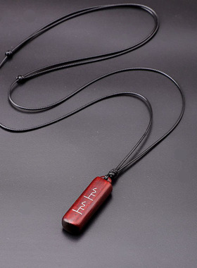 檀木镶嵌银丝吊坠项链男女百搭古风毛衣链长款文艺复古风情侣