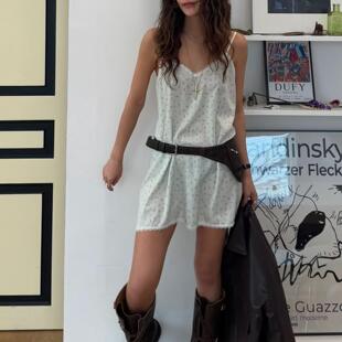 直邮韩国代购 甜辣气质蕾丝花边百搭显瘦吊带连衣裙女 25春ins博主