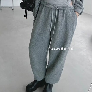 女 纯色高腰束脚显瘦百搭纯色休闲裤 直邮韩国东大门代购 INS25秋新