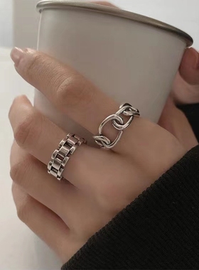 韩国东大门个性链条开口戒指ins