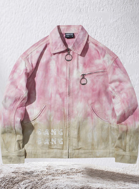 李宁篮球宽松长袖扎染外套女新款反伍BADFIVE休闲立领夹克AFDR380