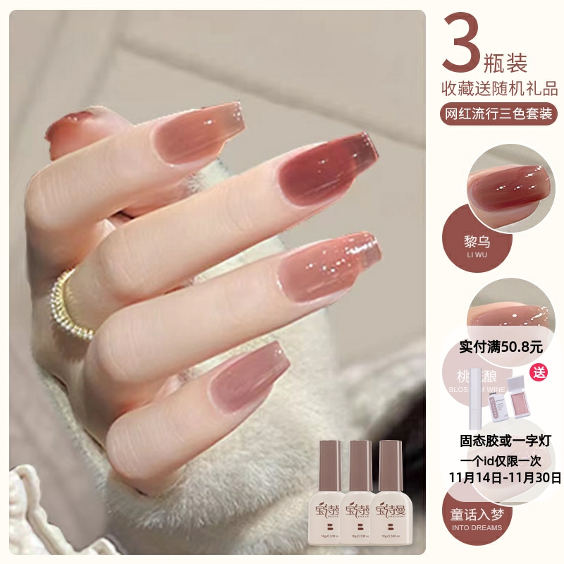 网红流行显白美甲三色套装全套