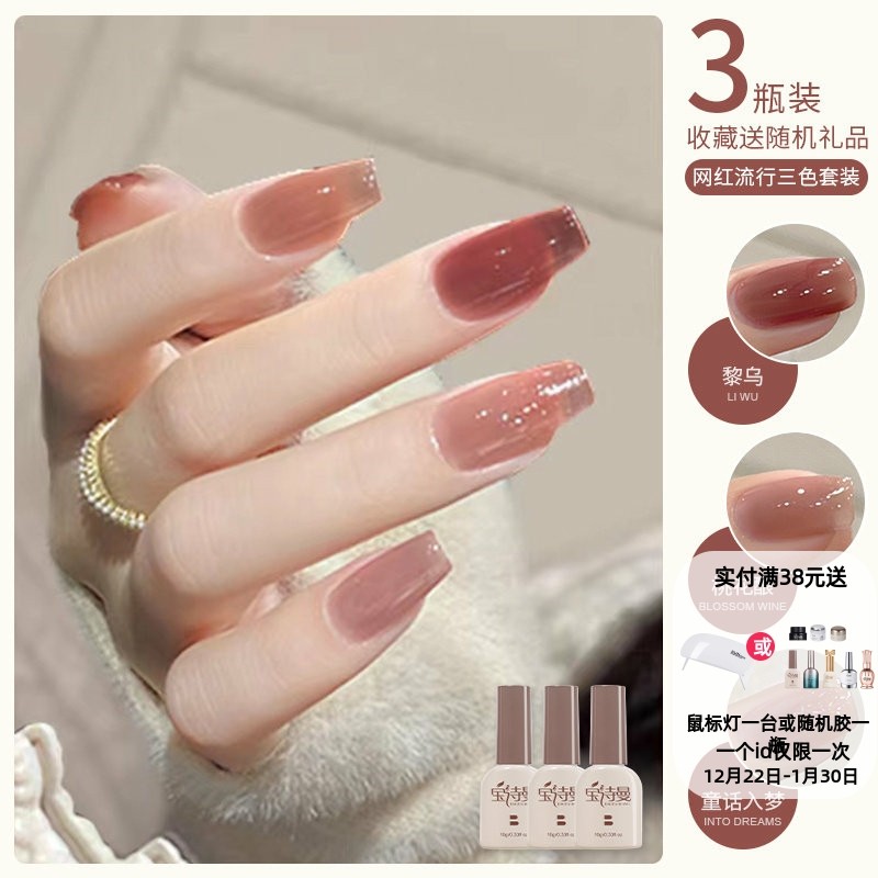 网红流行显白美甲三色套装全套