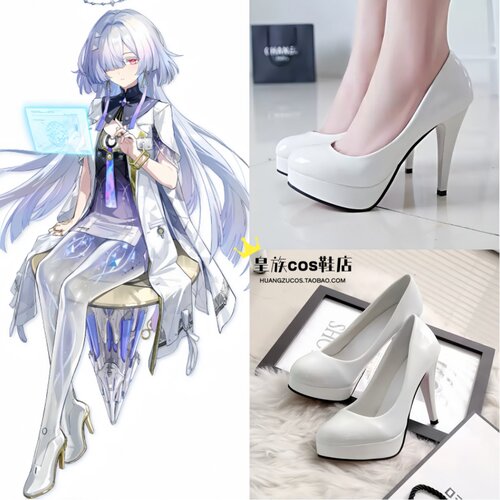 莫宁cos鞋 鸣潮 莫宁 Mornye 游戏cosplay鞋 万用cos白色高跟鞋