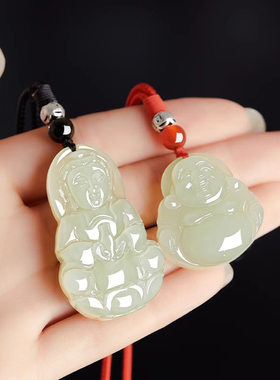 天然和田玉观音佛玉石挂件项链