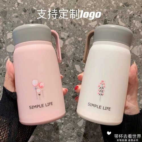 创意萌兔玻璃杯qq保温定制logo