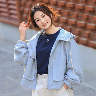 2026春款新款原创宽松型连帽长袖休闲文艺范外套女装春秋女上衣