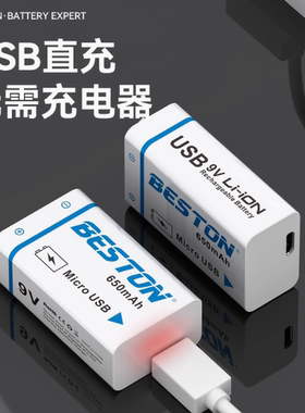 BESTON佰仕通 USB直充9V充电锂电池方块电池1000毫安锂电大容量
