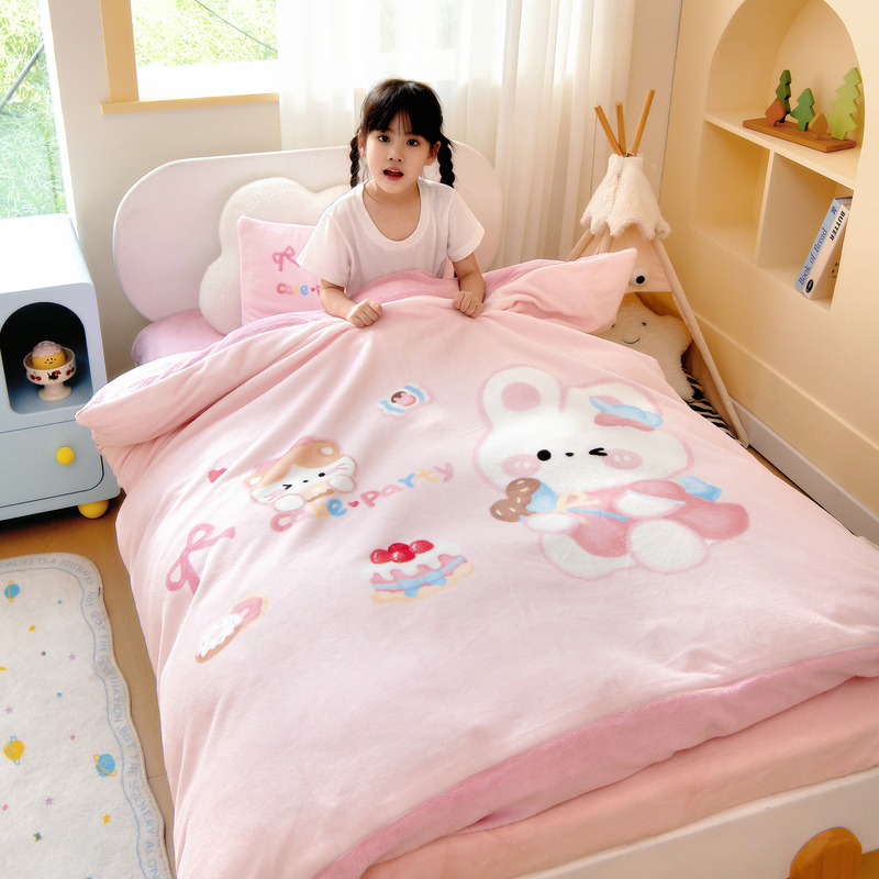 幼儿园被子三件套秋冬牛奶绒儿童珊瑚绒六件套加绒加厚婴幼儿床品