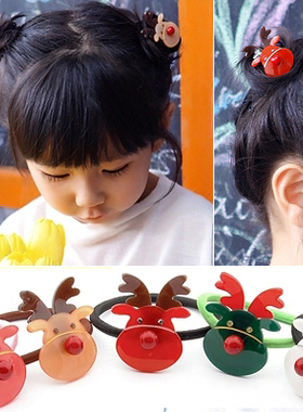 Angelrena韩国进口发饰正品圣诞小鹿发圈皮筋发绳头绳F5