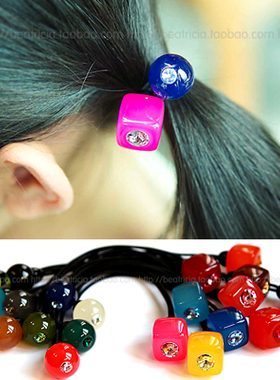 AngelRena正品韩国进口发饰方块水晶豹纹发圈皮筋发绳G2
