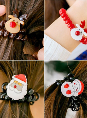 AngelRena韩国进口发饰品 圣诞雪人小鹿电话线发圈发绳皮筋H2