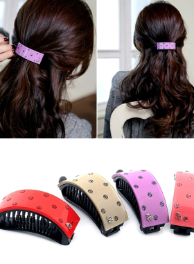 Angelrena韩国进口发饰头饰水晶弧形时尚发夹香蕉夹竖夹B5