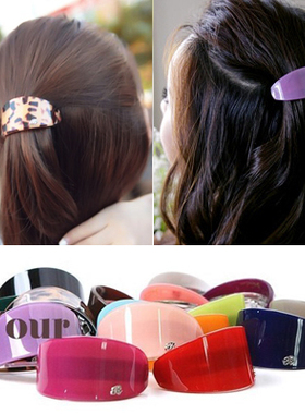 AngelRena韩国进口发饰豹纹纯色弧形发夹横夹顶夹弹簧夹G4