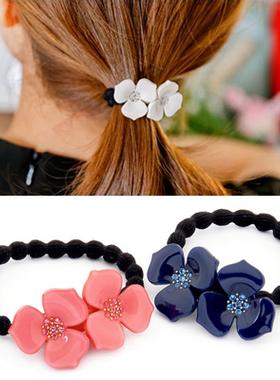 AngelRena韩国进口发饰品 花朵镶钻淑女发圈皮筋发绳头绳G3