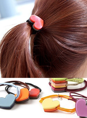 AngelRena韩国进口发饰头饰 可爱心形爱心双面双色发圈皮筋发绳G5