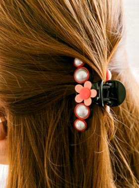 Angelrena韩国进口发饰品花朵淑女韩版韩式珍珠发夹发抓夹B4