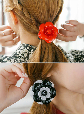 AngelRena韩国进口发饰品玫瑰花朵淑女发圈皮筋发绳头绳G5