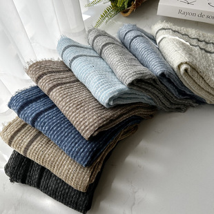 跨境新品复古文艺点子纱围巾女纯色两边条纹秋季披肩外贸保暖围脖