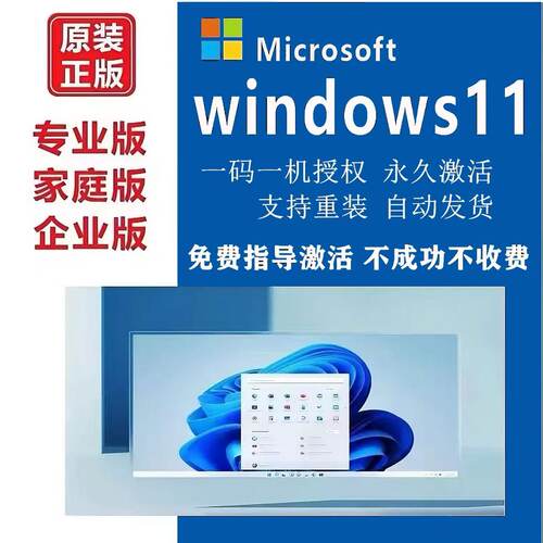 【正版】win11专业版激活码电脑秘钥家庭版企业版windows10序列号