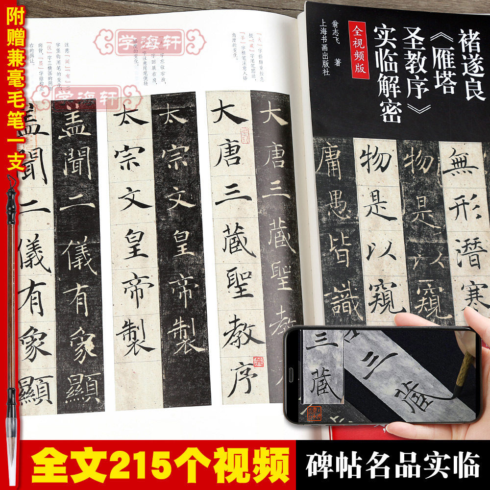 赠毛笔全文视频版褚遂良雁塔圣教序实临解密碑帖名品全本实临系列翁志飞褚体楷书毛笔字帖古贴书法贴临摹单字解析上海书画出版社
