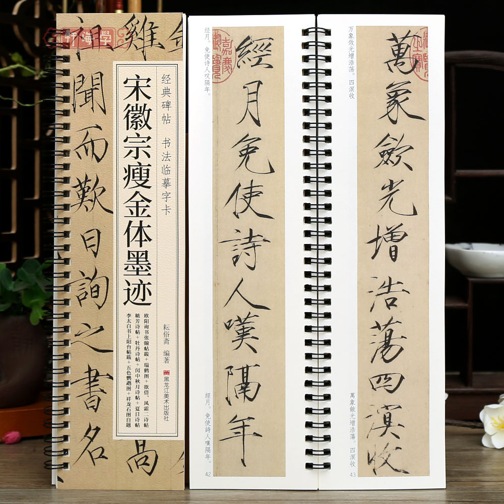 学海轩宋徽宗瘦金体墨迹10帖碑帖书法临摹字卡瑞鹤图秾芳诗牡丹诗五色鹦鹉图欧阳询书张翰帖跋详龙石图自题赵佶瘦金体毛笔书法字帖