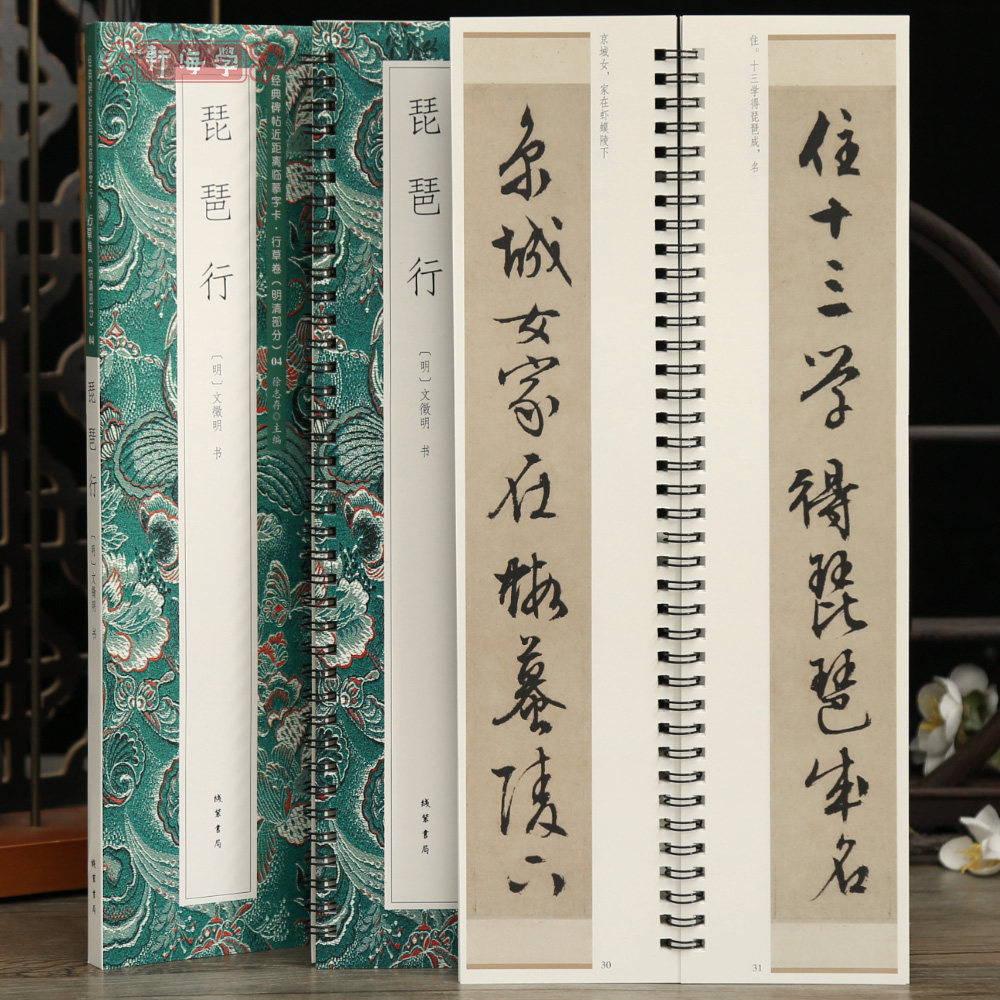 学海轩文徵明琵琶行近距离临摹字卡行草卷明清原色原帖简体旁注文徵明行书毛笔书法字帖成人学生临摹范本线装书局