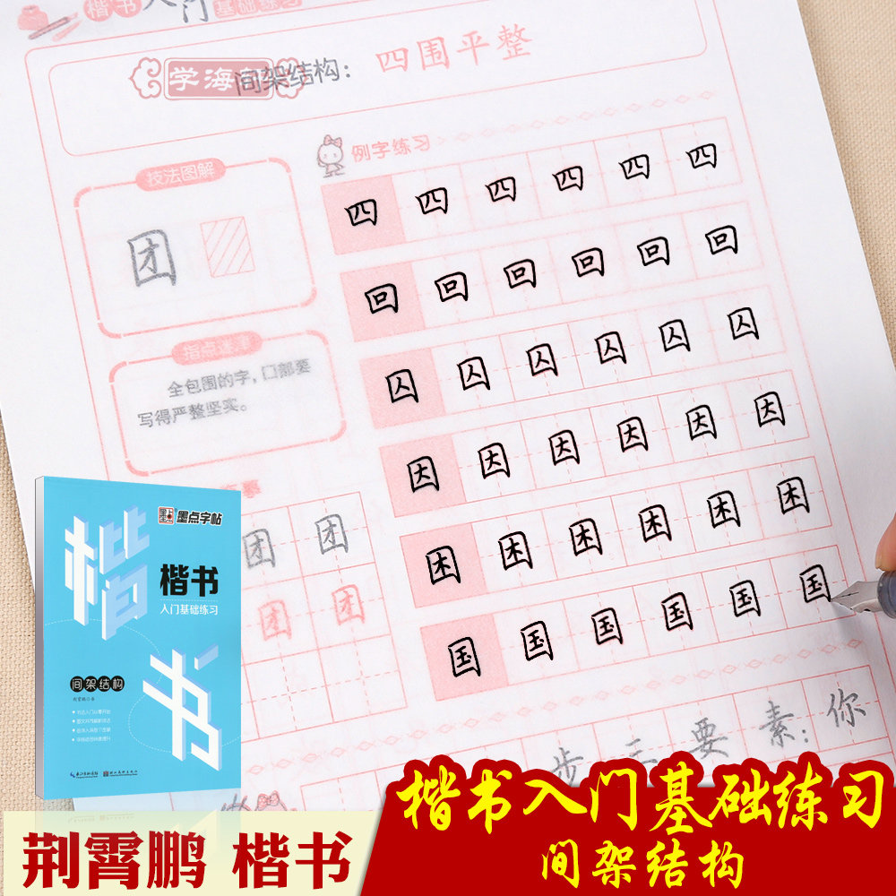 水笔成人学生楷书临摹书法字帖练字本汉字笔顺间架结构单元复习作品