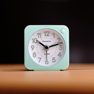 Biramba日韩静音扫秒创意床头时尚 出口带夜灯考研迷你小闹钟