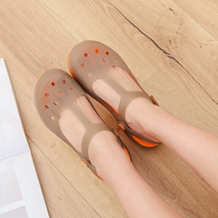 2020 phụ nữ Crocs Mary Jane dép mềm đáy dép không trơn trượt mùa hè phụ nữ có thai bãi biển biển thạch giày dày lớp vỏ