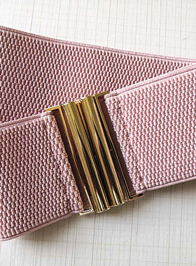 小而美定制款腰带 6厘米宽松紧带弹力多尺码加大女款腰封金色扣搭