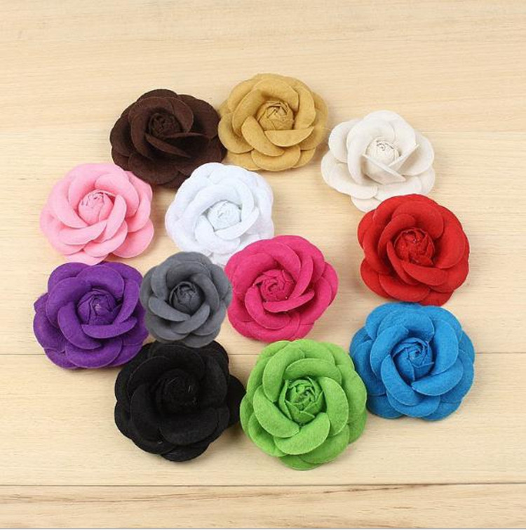 甜美花朵系列 无纺布山茶花直径约7.5厘米反面配别针装饰包包腰带