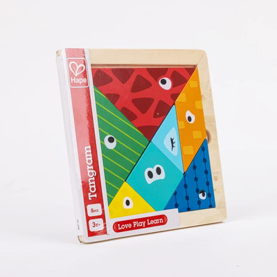 Hape七巧板智力双面拼图儿童益智积木幼儿园玩具礼物木制3-4周岁