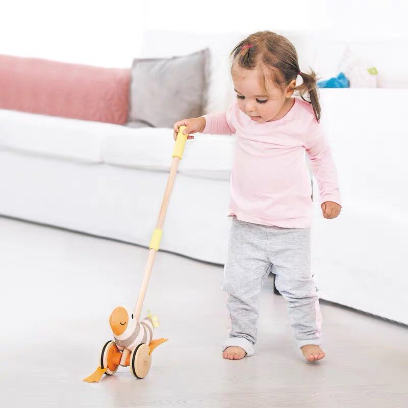 德国hape 推推鸟艾丽 儿童益智玩具宝宝学步车1-3岁婴儿推车玩具