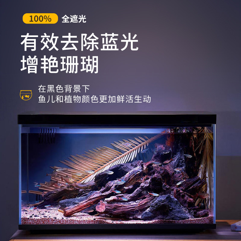 鱼缸背景贴纸黑色玻璃贴膜装饰图片
