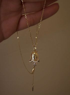 宫廷风许愿灵铃铛项链女甜美轻奢小众微镶设计感灵动高级锁骨链