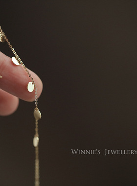 S925纯银镀金闪亮小金币元素手链女 迷你小亮片简约气质ins