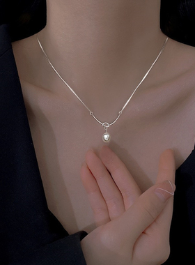 小众极简风淡水珍珠项链日韩冷淡风时尚锁骨链高级感简约百搭颈链