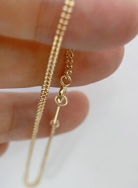 S925纯银镀14K金极简闪闪双层小珠珠链素手链日常可叠戴